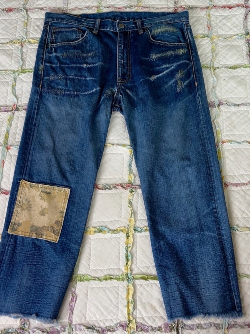 Y2K Ralph Lauren Patchwork Cropped Boyfriend Jeans